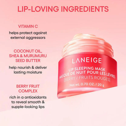 Laneige Lip Sleeping Mask 20g,Long-Lasting Hydration,Gel-Cream Texture,Nighttime Lip Care,Softens Lips,K-Beauty,Korean Makeup