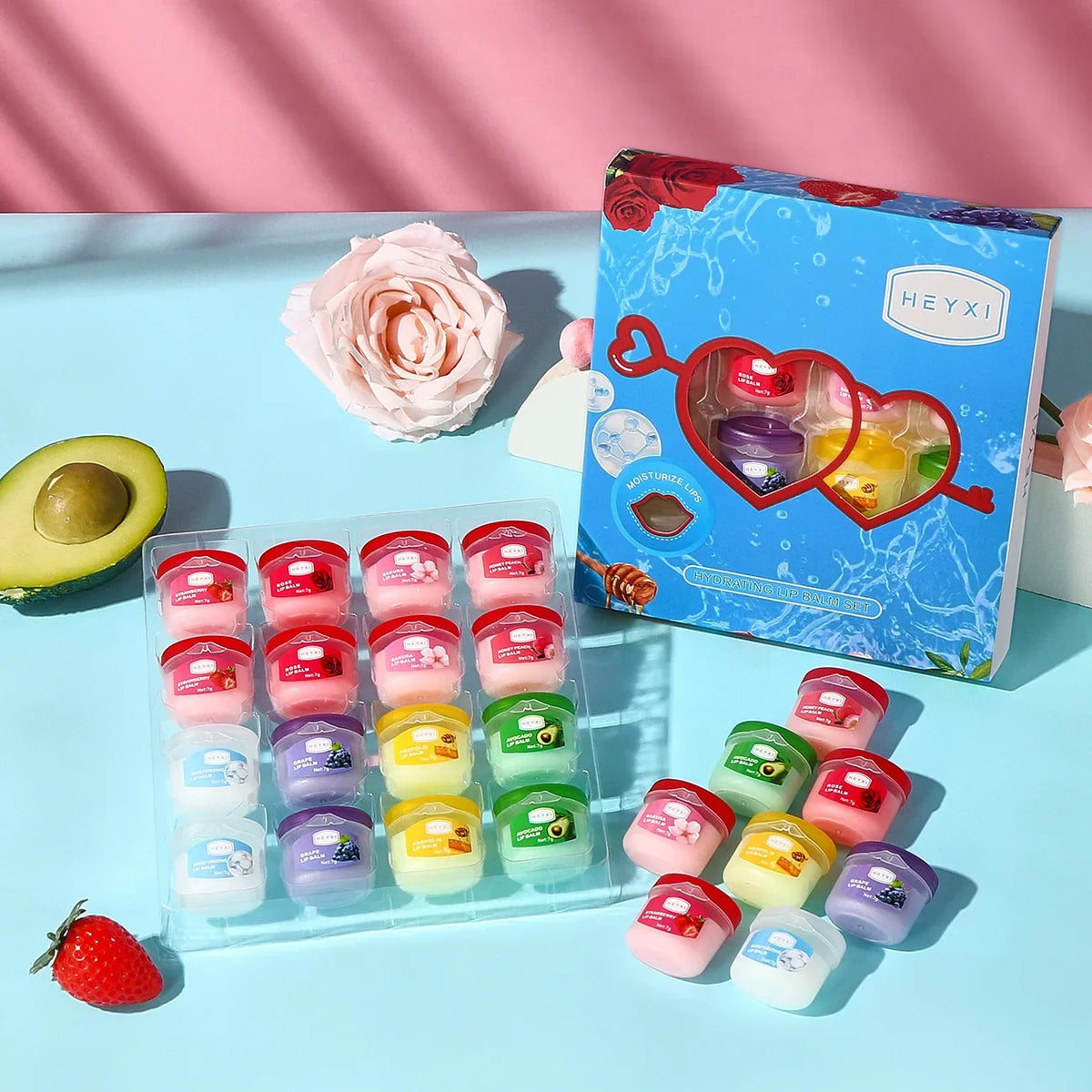 16pcs Fruit Series Lip Balm Set Sleeping Lip Mask Moisturizing Hydrating Non-sticky Anti-Cracked Lip Balm Lips Care