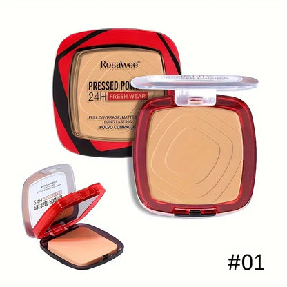 Full Coverage Pressed Powder Foundation With Puff Applicator, 24H Wear Matte Control Oil  Foundation Long Lasting Face Makeup