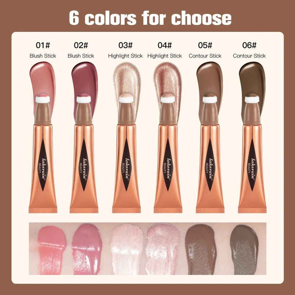 New Cream Bronzer Contour Blusher Beauty Wand Highlighter Blush With Cushion Liquid Face Bronzer Wand Stick Applicator Makeup