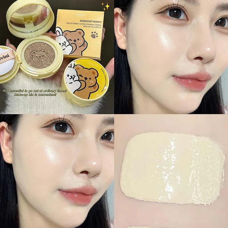 Moisturizing Concealer Air Cushion Foundation Cream Light Natural Waterproof Brighten High Coverage Base Makeup Cosmetics