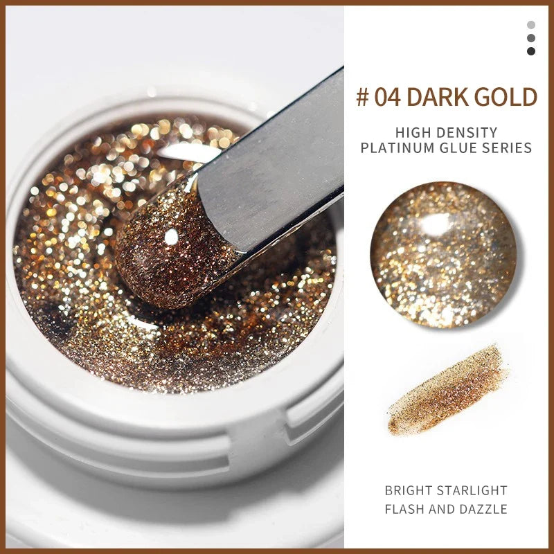 1 Bottle Silver Golden Metal Nail Painting Gel Soak Off Emboss UV Glitter Gel Reflective Professionals Painted Nail Gel Polish