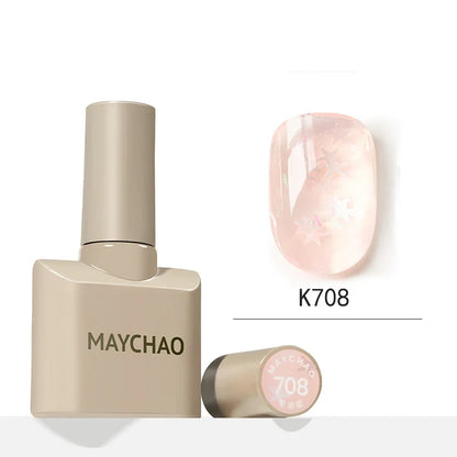 MAYCHAO 12ml Jelly Gel Nail Polish Semi Permanent Top Coat Soak Off UV LED Gel Art Nail Varnish Manicure Long Lasting Nail Gel
