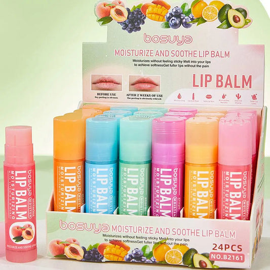 6/24pcs Assorted Fruit Flavor Lip Balm Set - Hydrating, Nourishing & Prevents Chapped Lips - Care for Dry Lips & Fine Lines