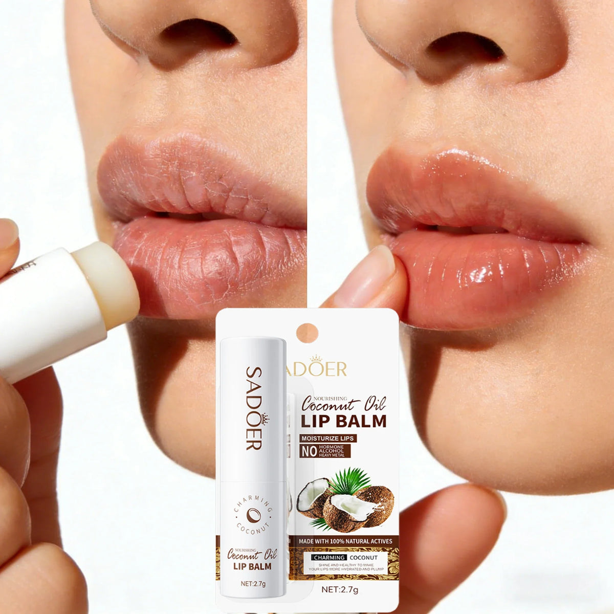 Coconut Lip Balm - Lasting Nourishment and Moisture for Men and Women - Daily Care Lip Balm