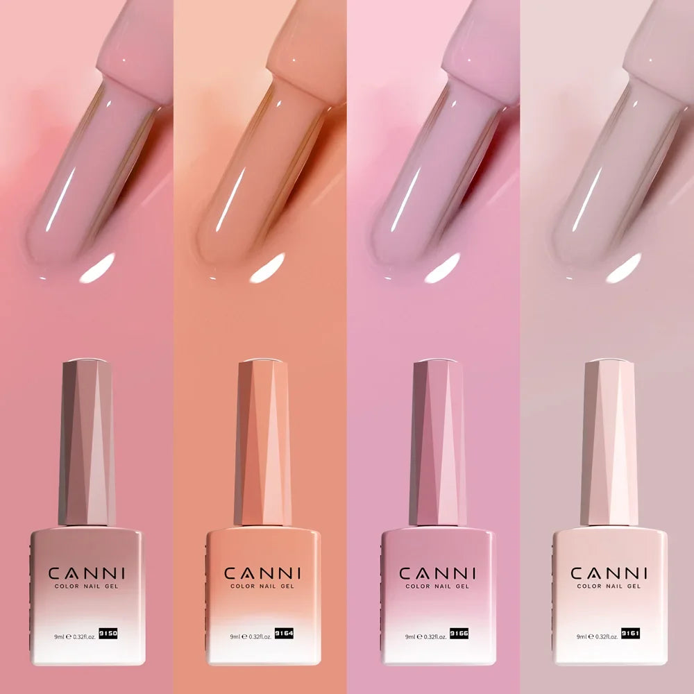 6pcs*9ml CANNI Nail Gel Polish Kit HEMA FREE Jade Jelly Nude Jelly Pink VIP Kit Christmas Gift French Nail Design Natural Color