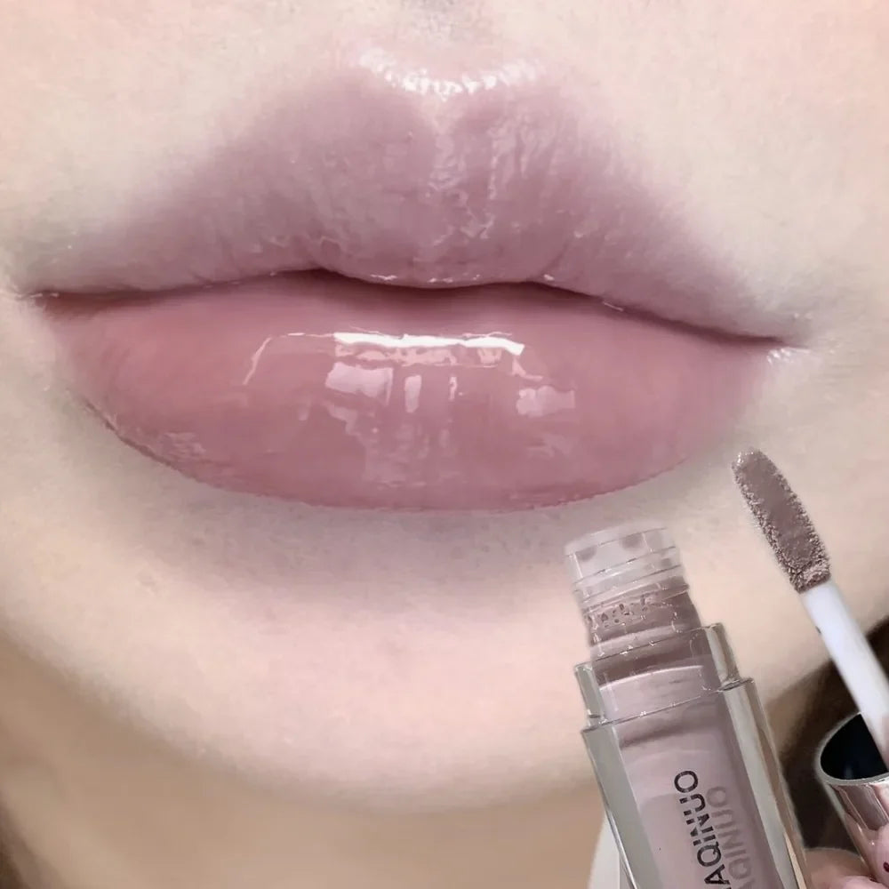 Black Rabbit Gothic Silver Metallic Lip Gloss Black Mirror Light Translucent Lip Lacquer Non-Sticky Water Gloss Lips Tint Makeup