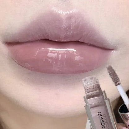 Black Rabbit Gothic Silver Metallic Lip Gloss Black Mirror Light Translucent Lip Lacquer Non-Sticky Water Gloss Lips Tint Makeup