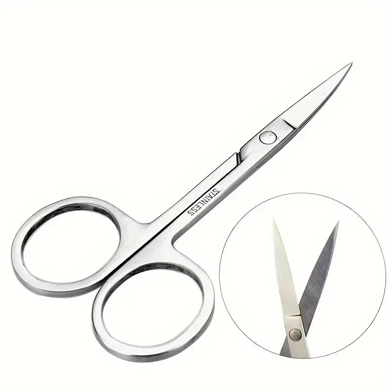 Stainless Steel Eyebrow Trimmer Scissors & Comb Set - Precision Grooming Tool for Men and Women - Effortless Hair Removal