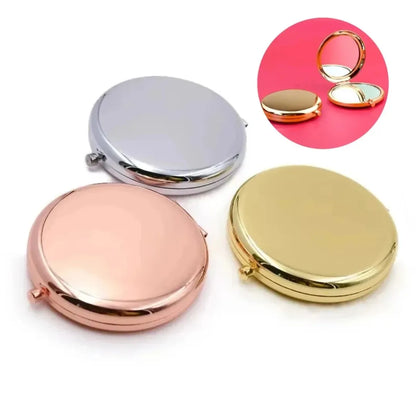 1pc Double-Sided Small Mirror Portable Folding Round Makeup Mirror Rose Gold Simple Men And Women Mini Handheld Pocket Mirror