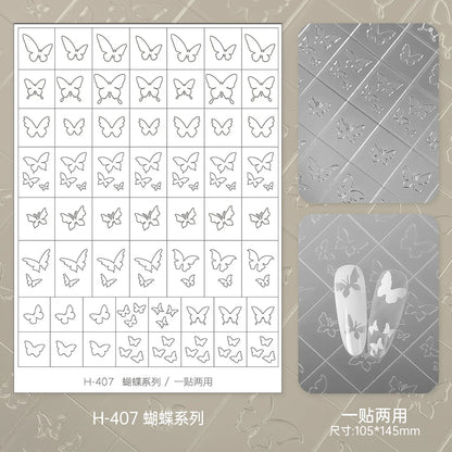 Kaniu Transparent Hollow French Nail Stickers Snowflake Starry Design Nail Art Decal Self-Adhesive Manicure Stencil Template