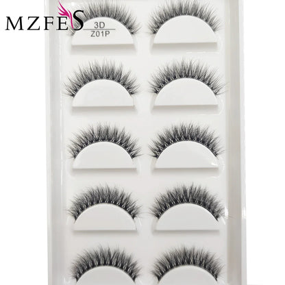 Transparent 3D Mink Eyelashes, Natural Clear False Eye Lashes, Soft Invisible Eyelash, Wispy Makeup Faux Cils, H13 X08, 5 Pairs