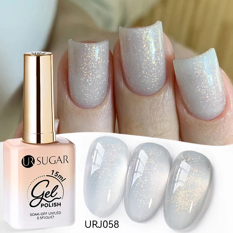 UR SUGAR 15ml Jelly Milky White Translucent Color Gel Polish Semi Permanent UV Gel Nail Art Soak Off Gel Varnish Latest Fashion