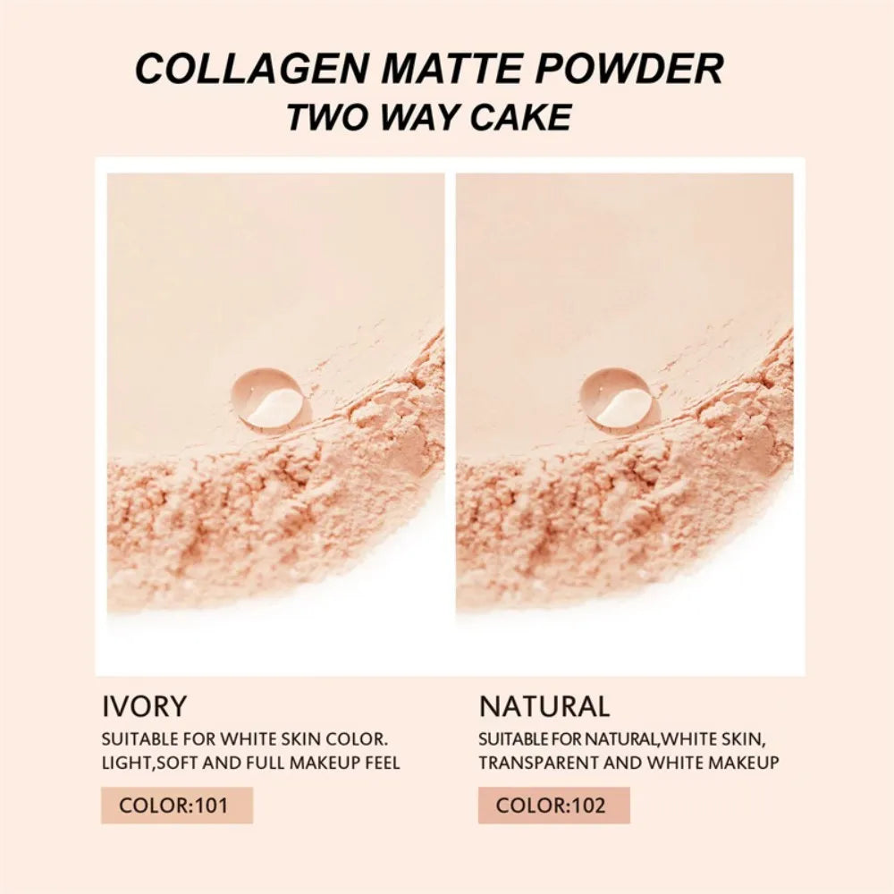 Natural Matte Pressed Powder Oil Control Brighten Whitening Face Base Foundation Compact Concealer Makeup Cosmetics