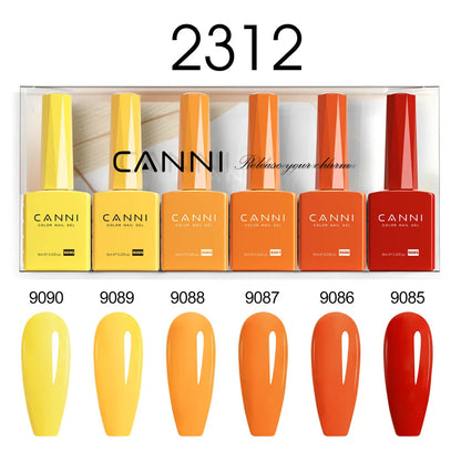 6pcs*9ml CANNI HEMA FREE Nail Gel Polish Set Gorgeous Color Semi Permanent Pigmented Painting Gel Soak off UV LED Gel Nails Kit