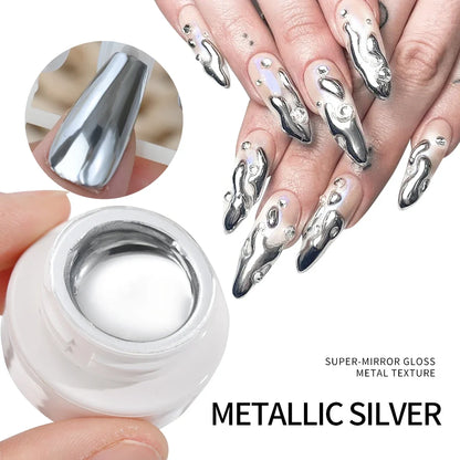 5/7/8/10ml Metallic Gel Gold Mirror Effect Gel Nail Polish French Design Line Flower Drawing Gel Nail UV Soak Off Polish Varni