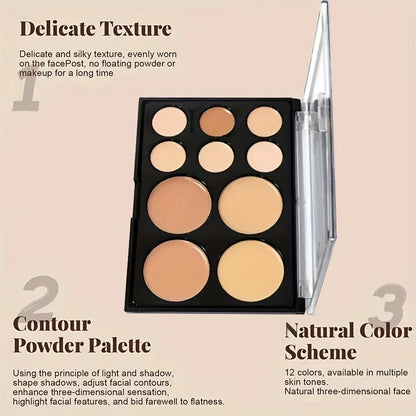 2pcs Concealer Palette with Brush Set, Silky Texture, High-Coverage Concealer Face Contour Palette Set
