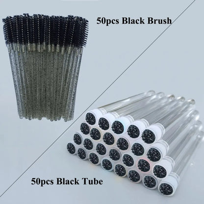 50Pc Reusable Eyebrow Brush Tube Eyelash Brush Eyebrow Brush Replaceable Dust-proof Sparkling Diamond Makeup Brush