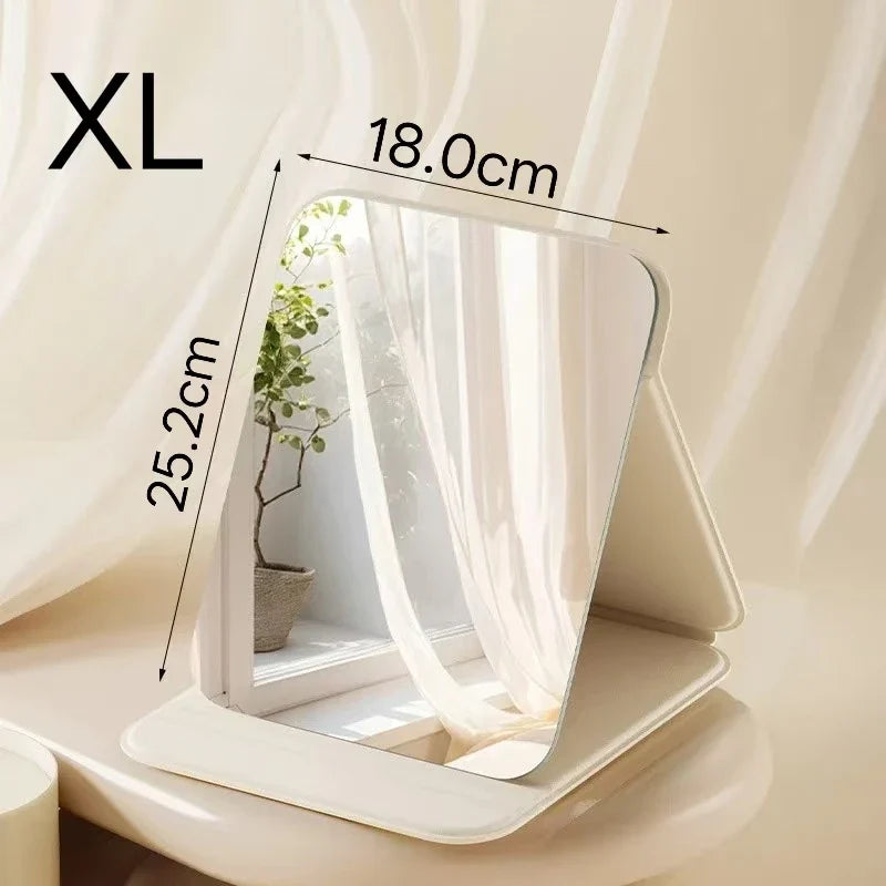 1PC Portable Compact Folding Makeup Mirror - Desktop Size, Suitable for Student Dormitories, Homes, with Storage Function