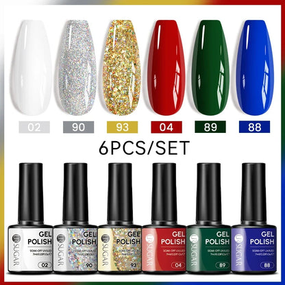 UR SUGAR 7ml All Season Gel Nail Polish Set Nude Pink Red Glitter Semi Permanent UV Gel Kits All For Manicure Soak Off Vernis