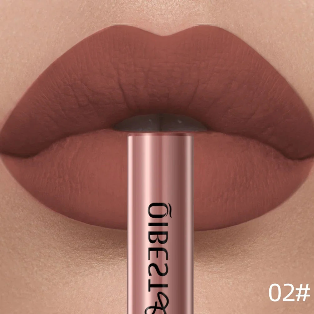 QIBEST Sexy Red Matte Lip Gloss Long Lasting Velvet Liquid Lipstick Lip Makeup Women Beauty Nonstick Cup Waterproof Lipgloss Hot