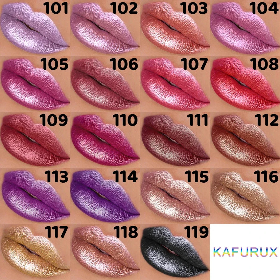 19 colors glitter lipstick hydrating red pink sparkling shine lip color highly pigmented lip tints metallic finish lip makeup