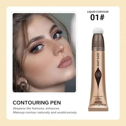 BEAUTY GLAZED 7 Colors Liquid Blush Stick Highlighter Multi Functional Make Up Pen Lip Cheek Waterproof Lasting Cosmetic