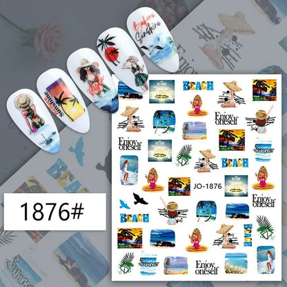Nail Art Stickers Woman Girl Sexy Sticker Body Press on Nail Slider Black White Decal Decoration Nail Design Accessories Wraps