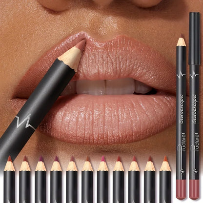 Waterproof Matte Lipliner Pencil Red Contour Tint Lipstick Long Lasting Non-stick Cup Moisturising Lips Makeup 12 Colors