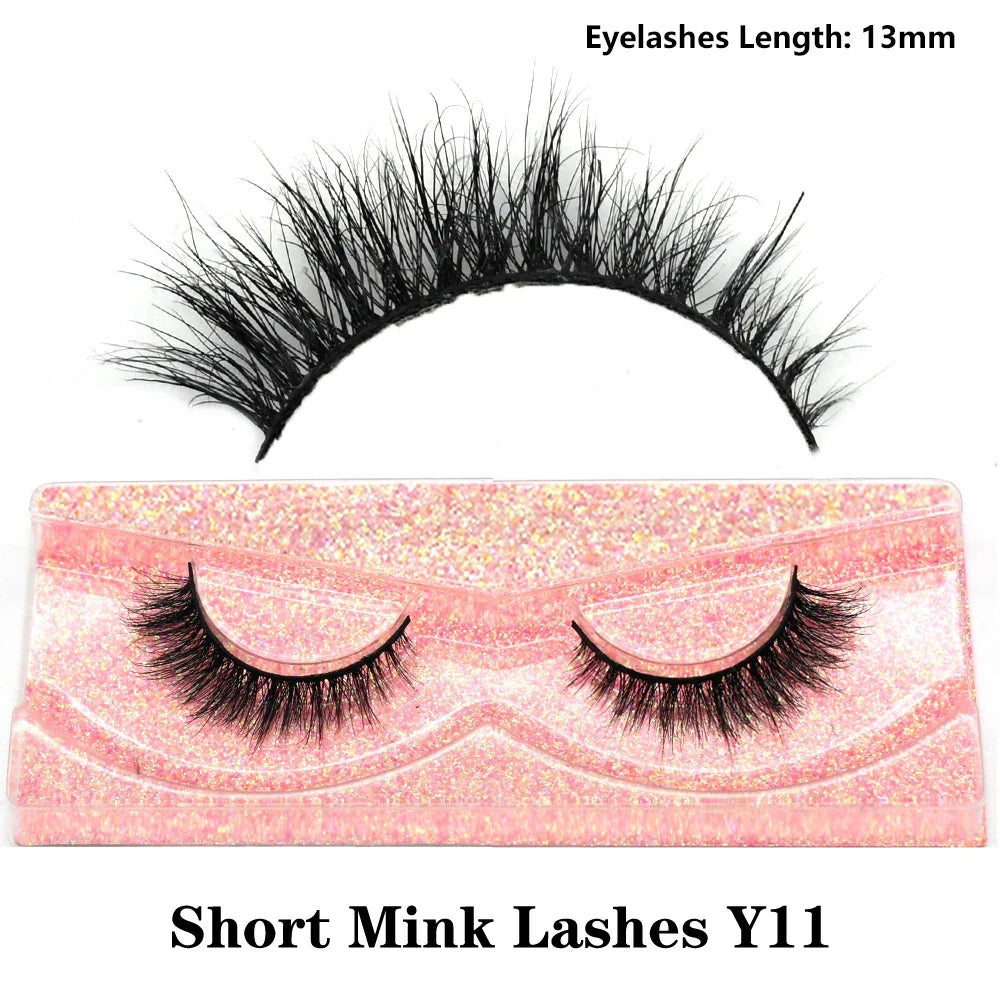 3D Mink Fluffy Half False Eyelashes Natural Soft Lightweight Clear Band Half Eye Strip Lashes Reusable Short Eyelashes Extension