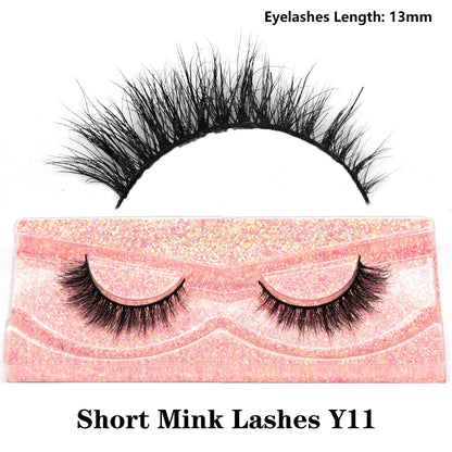 3D Mink Fluffy Half False Eyelashes Natural Soft Lightweight Clear Band Half Eye Strip Lashes Reusable Short Eyelashes Extension