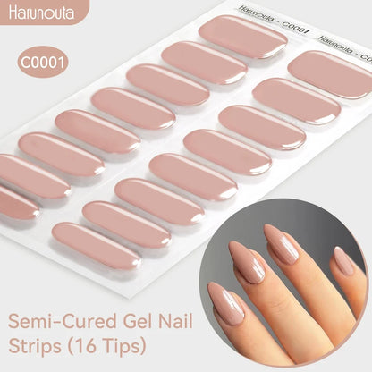 Gradient Auroras Semi Cured Gel Nail Strips Sparkly Shinning DIY Gel Polish Stickers for Nails Works with UV/LED Nail Lamps