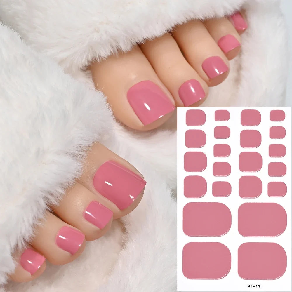 1pcs 22tips Gradient Glitter Full Toe Nail Wraps 3D Shiny Omber Pink/Purple/blue Toe Nail Polish Stickers Baking Free Toe Strips