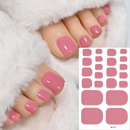1pcs 22tips Gradient Glitter Full Toe Nail Wraps 3D Shiny Omber Pink/Purple/blue Toe Nail Polish Stickers Baking Free Toe Strips