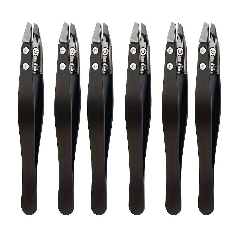 Zirconia Ceramic Pointed Tweezers Stainless Steel Tweezers with Slanted Tips Edges Eyebrows Beards Hair  Eyelash Tweezers