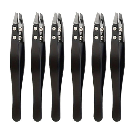 Zirconia Ceramic Pointed Tweezers Stainless Steel Tweezers with Slanted Tips Edges Eyebrows Beards Hair  Eyelash Tweezers