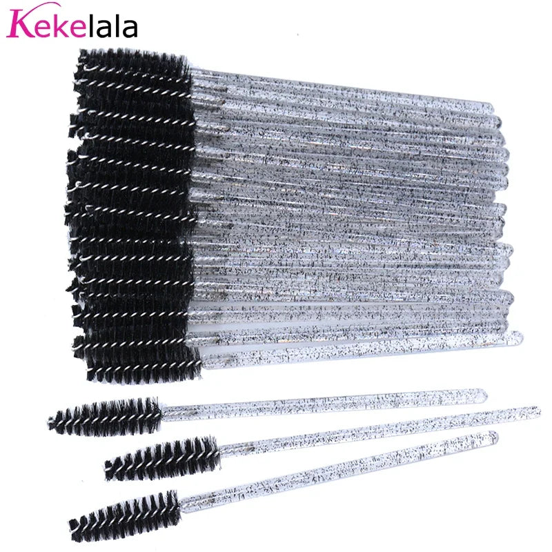 50Pcs/Bottle Eyelash Extension Brushes With Container Eyebrow  Eye Lash Mascara Wands Spoolies In Case Wholesale