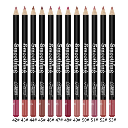 12-Color Lip Liner Set, Long-Lasting, Smudge-Proof, Easy To Apply, Transfer-Resistant, Matte Lip Pencil
