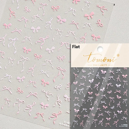 French Leopard Print Bowknot Lace Ribbon Rhinestone Pearl Bow Tie Simple White Black Nail Art Stickers Decoration Manicure Decal