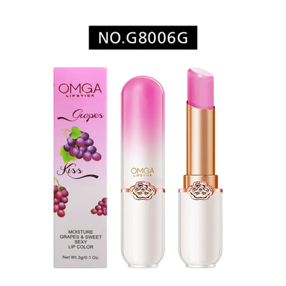 OMGA Color-Changing Lip Balm Jelly Lipstick Moisturizing Waterproof Hydrating Temperature-Sensitive Peach Flavor,Smooth Lips