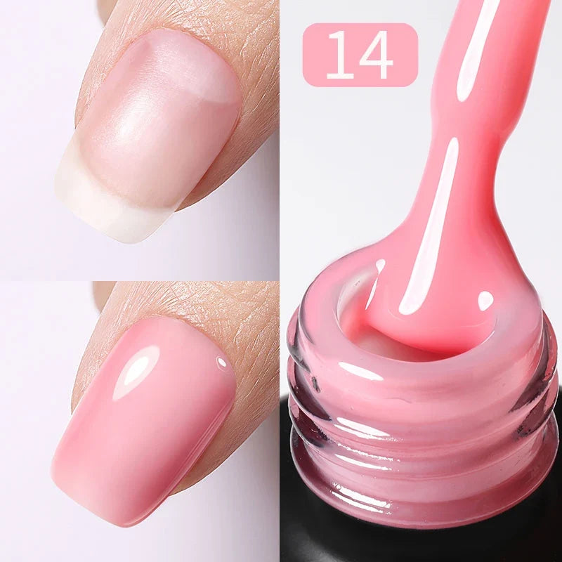 BORN PRETTY Milky Pink Rubber Base Gel Nail Polish Glitter 15ml Semi-Permanent Varnish Soak Off Self Leveling UV LED Gel