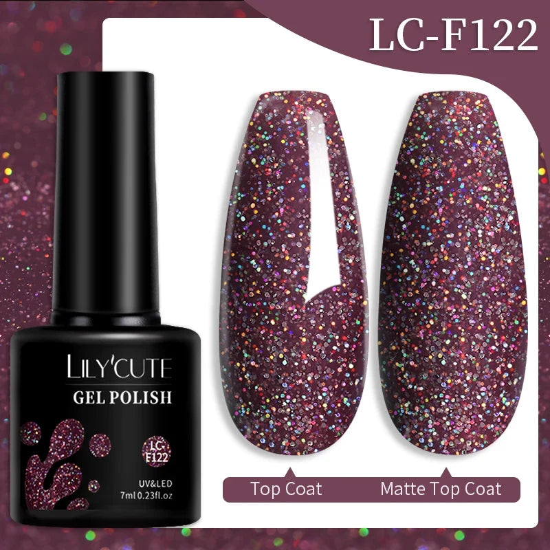 LILYCUTE 7ML Colorful Gel Nail Polish 129 Colors Long Lasting For Manicure Semi Permanent Base Top Coat Nail Art UV Gel Varnish