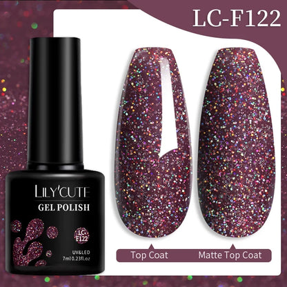 LILYCUTE 7ML Colorful Gel Nail Polish 129 Colors Long Lasting For Manicure Semi Permanent Base Top Coat Nail Art UV Gel Varnish