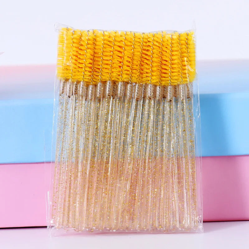 QSTY eyelash brush makeup brushes 50pcs individual disposable mascara applicator comb wand lash makeup brushes tools 6 colors