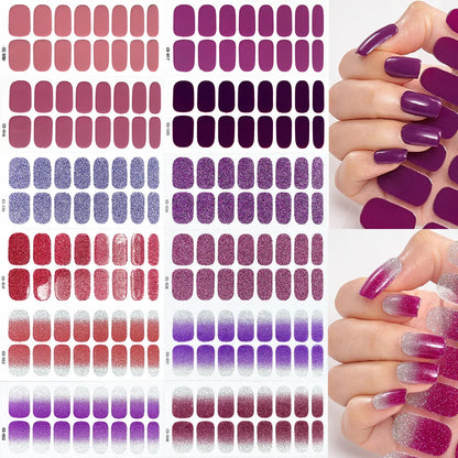 Pink Nude Full Cover Nail Sticker Gradient Color Self-Adhive Simple Full Nail Wraps DIY Thermal Effect Nail Art Making Manicur