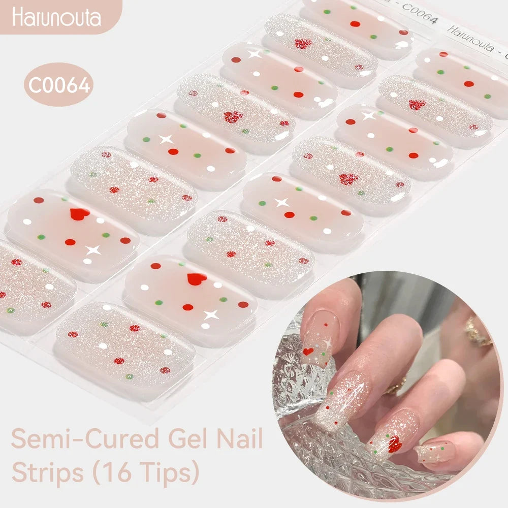 Gradient Auroras Semi Cured Gel Nail Strips Sparkly Shinning DIY Gel Polish Stickers for Nails Works with UV/LED Nail Lamps