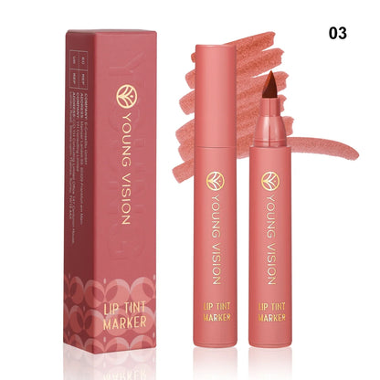 Lip Tint Pen, 6 Colors Available, Matte Water Lipstick, Non-Stick Cup, Long-Lasting, Smooth Lip Liner and Lip Stain Combo