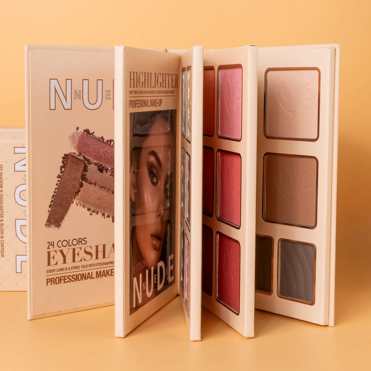 43-color All-in-One Makeup Palette Set, 4-Layer Book Design for Matte Shimmer Eyeshadow Blush Contour Highlighter Cosmetics