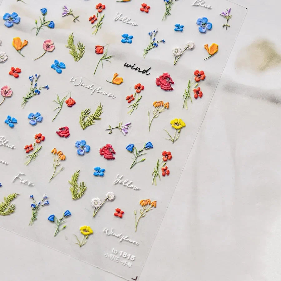 1pcs Dream Flower Window Shell Light Nail Art Stickers Japanese Flower Self Adhesive Stickers Press On Nails Decoration Decals