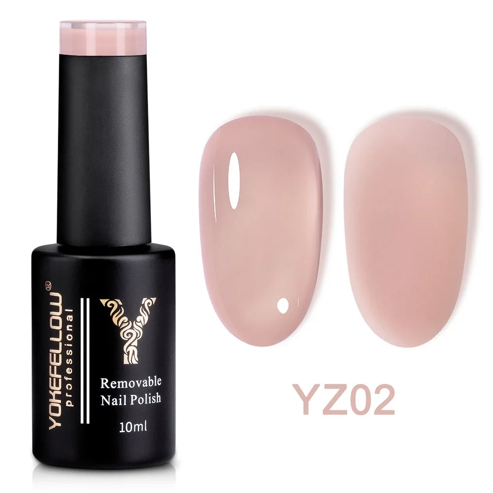 YOKEFELLOW 10ml Jelly Nude Gel Nail Polish High Quality Translucent Pink Nail Gel Varnish Soak Off UV Gel Polish Long Lasting